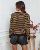 Pull en Laine mélangée Dweg noir/camel