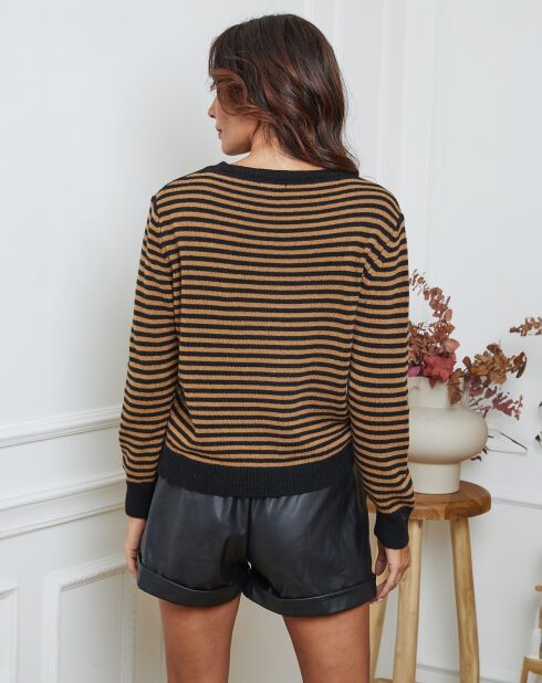 Pull en Laine mélangée Dweg noir/camel