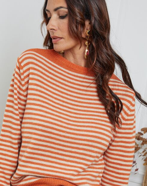 Pull en Laine mélangée Dweg orange/beige