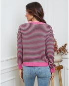Pull en Laine mélangée Dweg fushia/vert