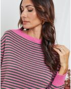 Pull en Laine mélangée Dweg fushia/vert