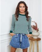Pull en Laine mélangée Dweg vert bouteille/ecru