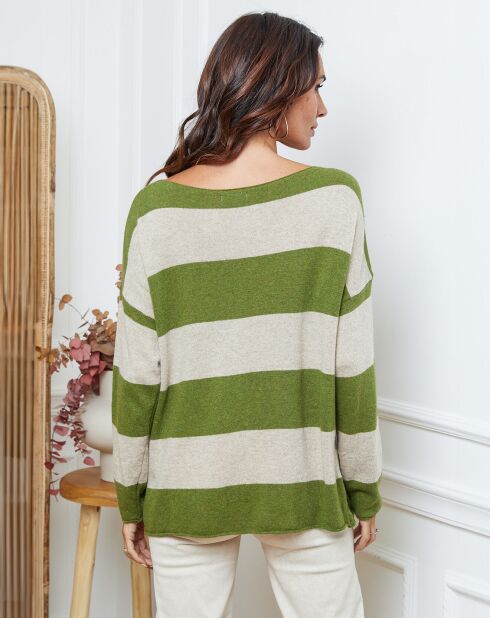 Pull en Laine mélangée Epi anis/taupe