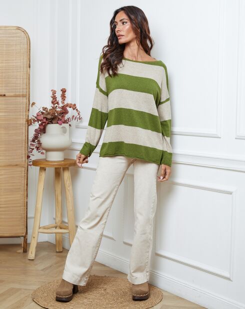 Pull en Laine mélangée Epi anis/taupe