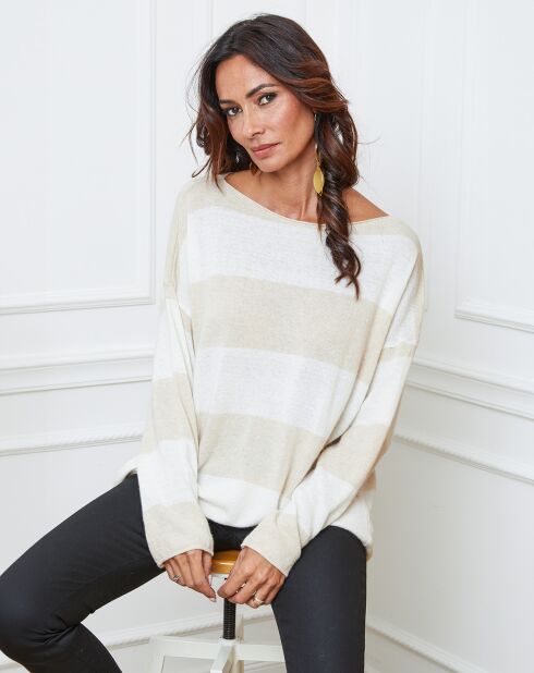 Pull en Laine mélangée Epi beige/ecru
