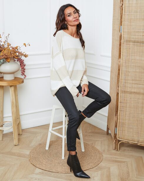 Pull en Laine mélangée Epi beige/ecru