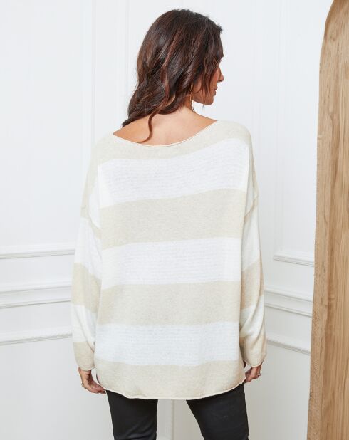 Pull en Laine mélangée Epi beige/ecru