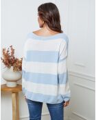 Pull en Laine mélangée Epi ciel/ecru