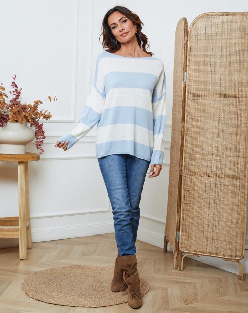 Pull en Laine mélangée Epi ciel/ecru