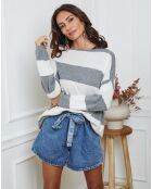Pull en Laine mélangée Epi gris/ecru
