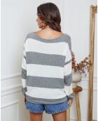 Pull en Laine mélangée Epi gris/ecru