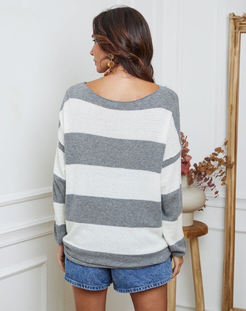 Pull en Laine mélangée Epi gris/ecru