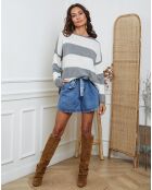 Pull en Laine mélangée Epi gris/ecru