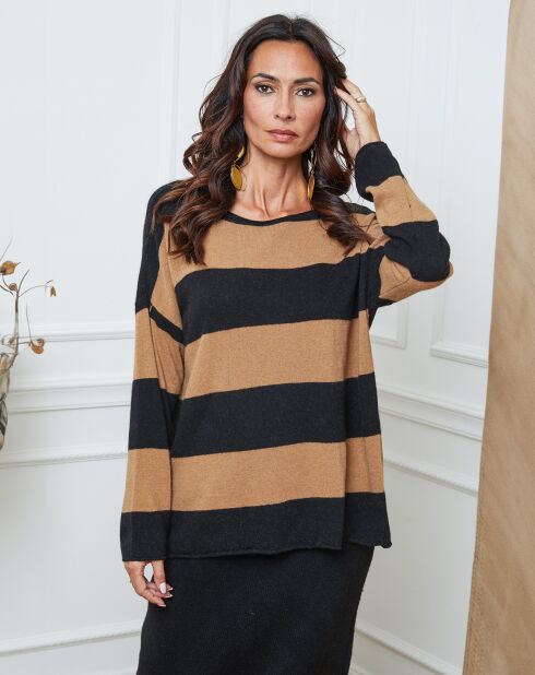 Pull en Laine mélangée Epi noir/camel