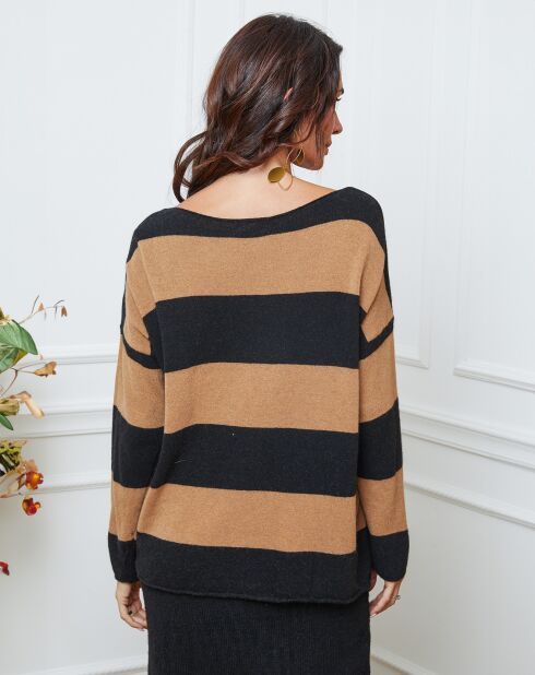 Pull en Laine mélangée Epi noir/camel