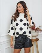 Pull Fuzia ecru/noir