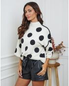 Pull Fuzia ecru/noir