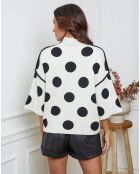 Pull Fuzia ecru/noir