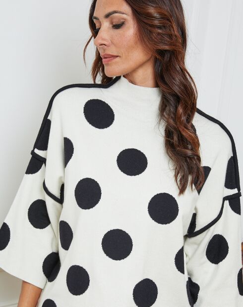 Pull Fuzia ecru/noir