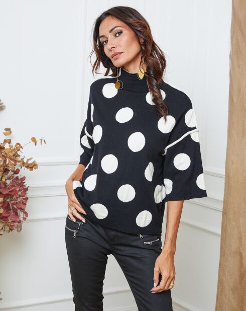 Pull Fuzia noir/ecru