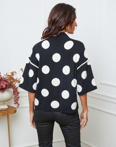 Pull Fuzia noir/ecru