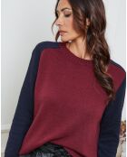 Pull en Laine mélangée Kaleis bordeaux/marine