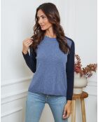 Pull en Laine mélangée Kaleis indigo/marine