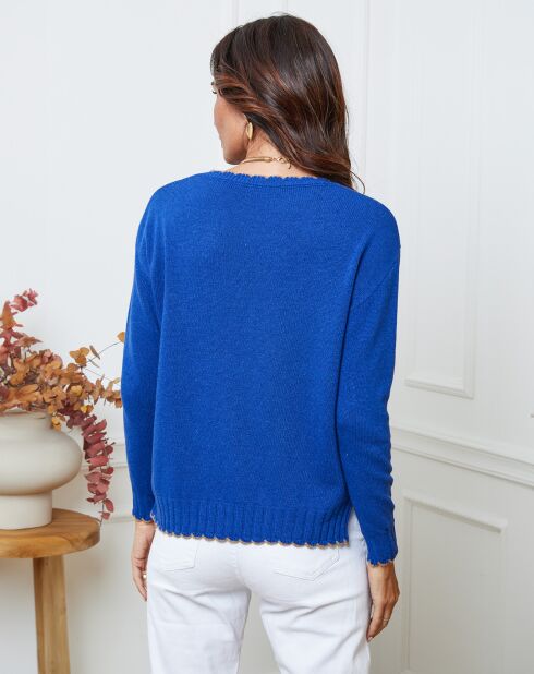 Pull en Laine mélangée Kedis bleu roi