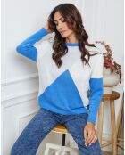 Pull en Laine mélangée Lanos azur/gris clair/ecru