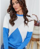 Pull en Laine mélangée Lanos azur/gris clair/ecru
