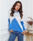 Pull en Laine mélangée Lanos azur/gris clair/ecru