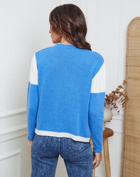 Pull en Laine mélangée Lanos azur/gris clair/ecru