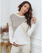 Pull en Laine mélangée Lanos ecru/taupe/beige