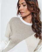 Pull en Laine mélangée Lanos ecru/taupe/beige