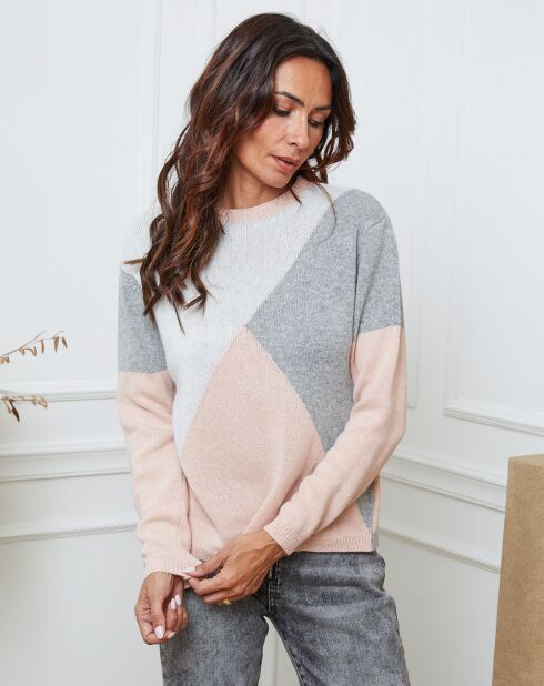 Pull en Laine mélangée Lanos nue/gris clair/gris fonce