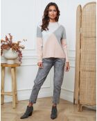 Pull en Laine mélangée Lanos nue/gris clair/gris fonce