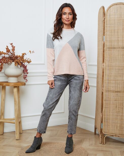 Pull en Laine mélangée Lanos nue/gris clair/gris fonce