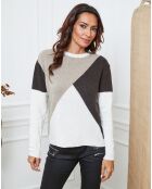 Pull en Laine mélangée Lanos ecru/taupe/choco