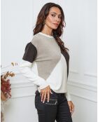Pull en Laine mélangée Lanos ecru/taupe/choco