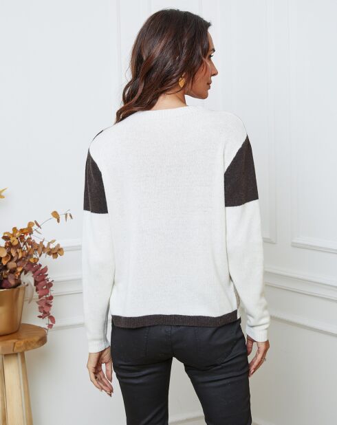 Pull en Laine mélangée Lanos ecru/taupe/choco