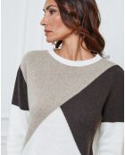 Pull en Laine mélangée Lanos ecru/taupe/choco