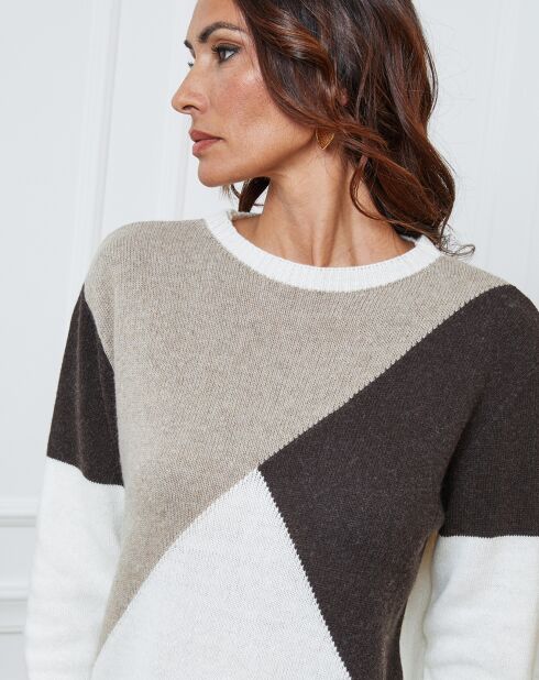 Pull en Laine mélangée Lanos ecru/taupe/choco