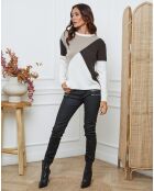 Pull en Laine mélangée Lanos ecru/taupe/choco