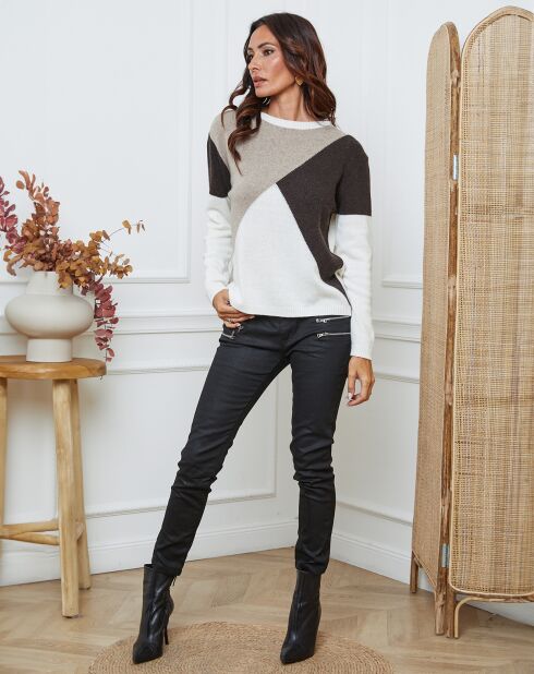 Pull en Laine mélangée Lanos ecru/taupe/choco