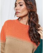 Pull en Laine mélangée Lurcia brique/camel/vert bouteille