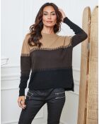 Pull en Laine mélangée Lurcia camel/choco/noir