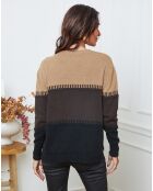 Pull en Laine mélangée Lurcia camel/choco/noir