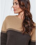 Pull en Laine mélangée Lurcia camel/choco/noir