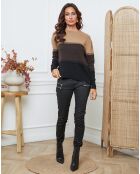 Pull en Laine mélangée Lurcia camel/choco/noir