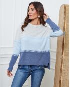 Pull en Laine mélangée Lurcia gris clair/ciel/indigo